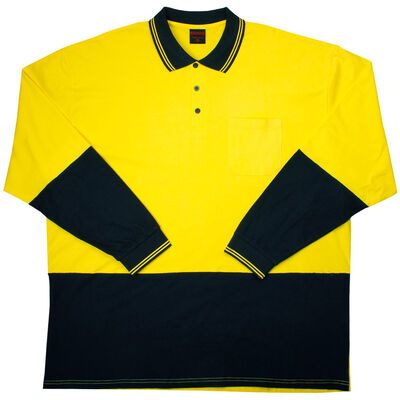 ELLUSION LONG SLEEVE HI-VIS POLO SHIRT-workwear-KINGSIZE BIG & TALL