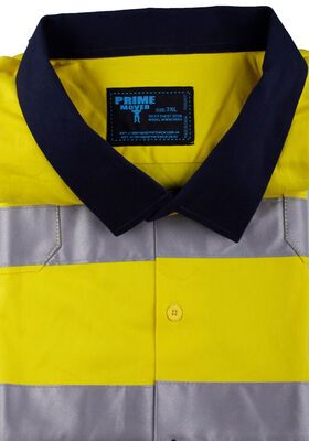 PRIME MOVER 101 HI-VIS L/S SHIRT-workwear-KINGSIZE BIG & TALL