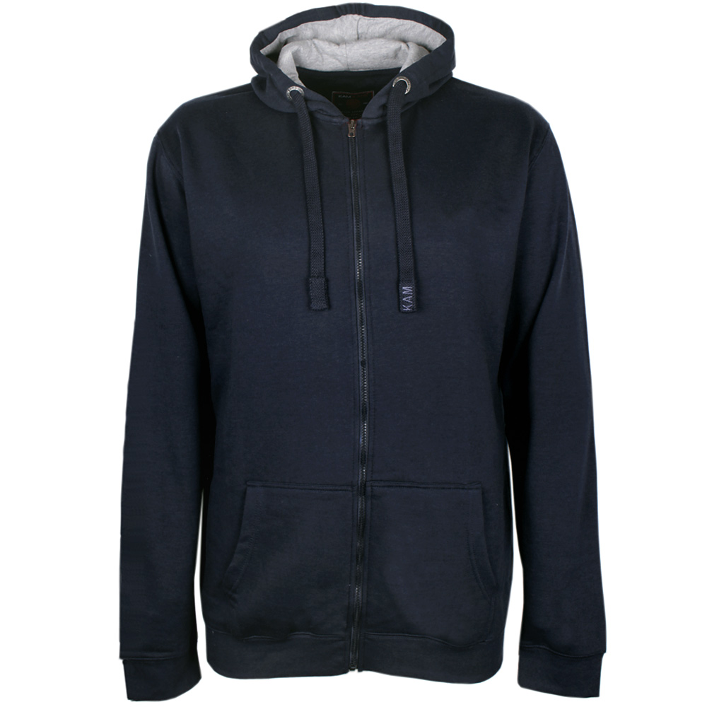 Kam Felpa Con Cappuccio E Cerniera Uomo 7XL: Grigio Carbone, 65% Cotone, Tasche Anteriori, Taglia Comoda