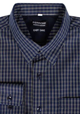 PERRONE DOUBLE CHECK L/S SHIRT -shirts casual & business-KINGSIZE BIG & TALL