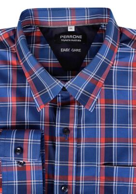 PERRONE PLAID CHECK L/S SHIRT -shirts casual & business-KINGSIZE BIG & TALL