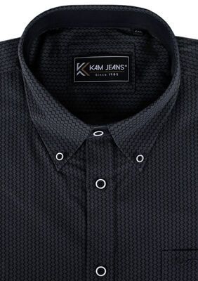 KAM ZIG-ZAG CHARCOAL S/S SHIRT-shirts casual & business-KINGSIZE BIG & TALL
