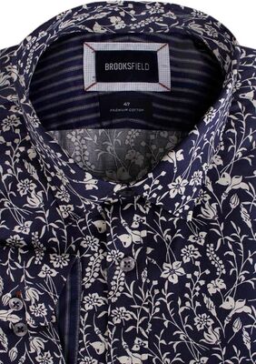 BROOKSFIELD NAVY FLORAL L/S SHIRT -shirts casual & business-KINGSIZE BIG & TALL