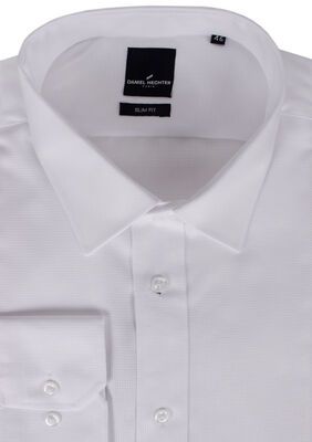DANIEL HECHTER WHITE DOBBY L/S SHIRT-shirts casual & business-KINGSIZE BIG & TALL