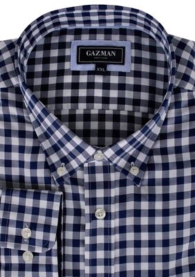 GINGHAM NAVY GINGHAM L/S SHIRT-shirts casual & business-KINGSIZE BIG & TALL