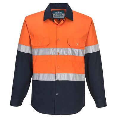 PRIME MOVER 803  HI-VIS L/S SHIRT-workwear-KINGSIZE BIG & TALL