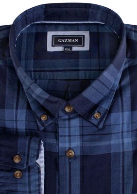GAZMAN SLUB PLAID L/S SHIRT-shirts casual & business-KINGSIZE BIG & TALL