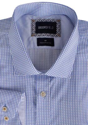 BROOKSFIELD BLUE GEOMETRIC L/S SHIRT-shirts casual & business-KINGSIZE BIG & TALL