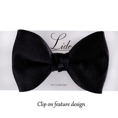 LIDO BLACK CLIPON BOW TIE-accessories-KINGSIZE BIG & TALL