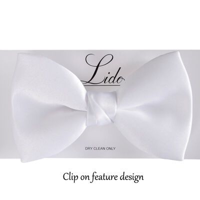 LIDO WHITE CLIPON BOW TIE-accessories-KINGSIZE BIG & TALL