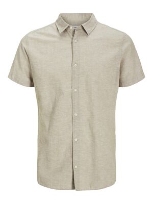 JACK & JONES PLAIN LINEN MIX S/S SHIRT-new arrivals-KINGSIZE BIG & TALL