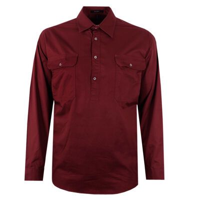 PILBARA CLOSED FRONT L/S SHIRT-shirts casual & business-KINGSIZE BIG & TALL