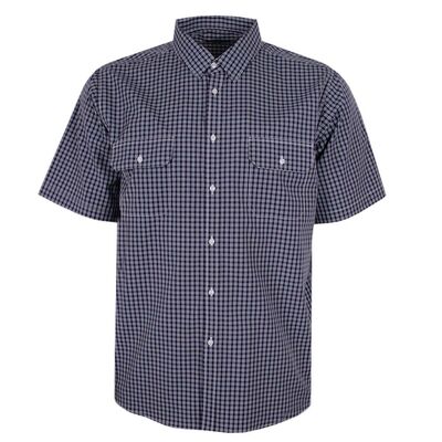 CIPOLLINI 2 POCKET NAVY CHECK S/S SHIRT-new arrivals-KINGSIZE BIG & TALL