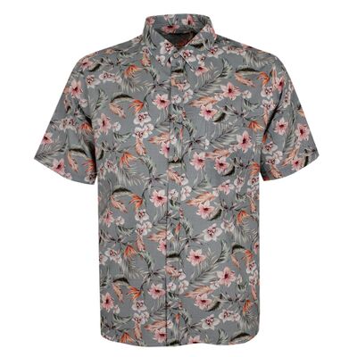 CIPOLLINI BAMBOO GREY HIBICUS S/S SHIRT-new arrivals-KINGSIZE BIG & TALL