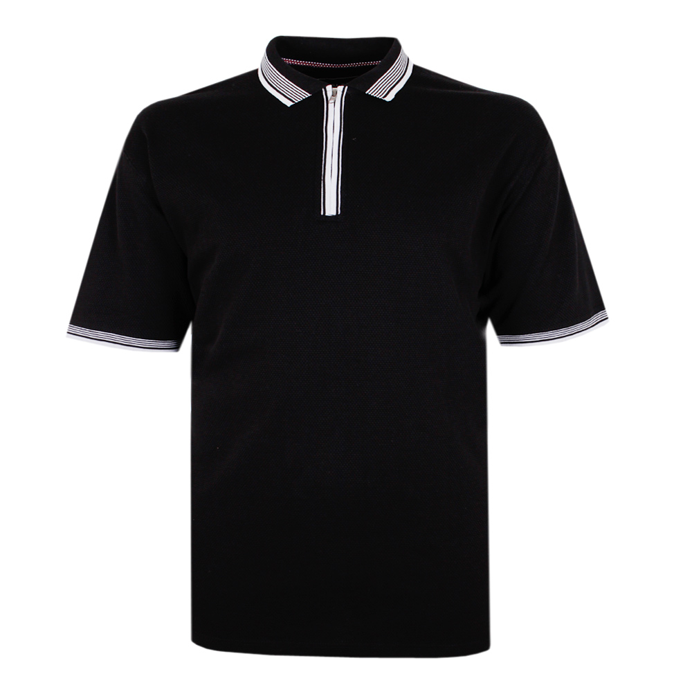 KAM ZIP COLLAR TEXTURED POLO