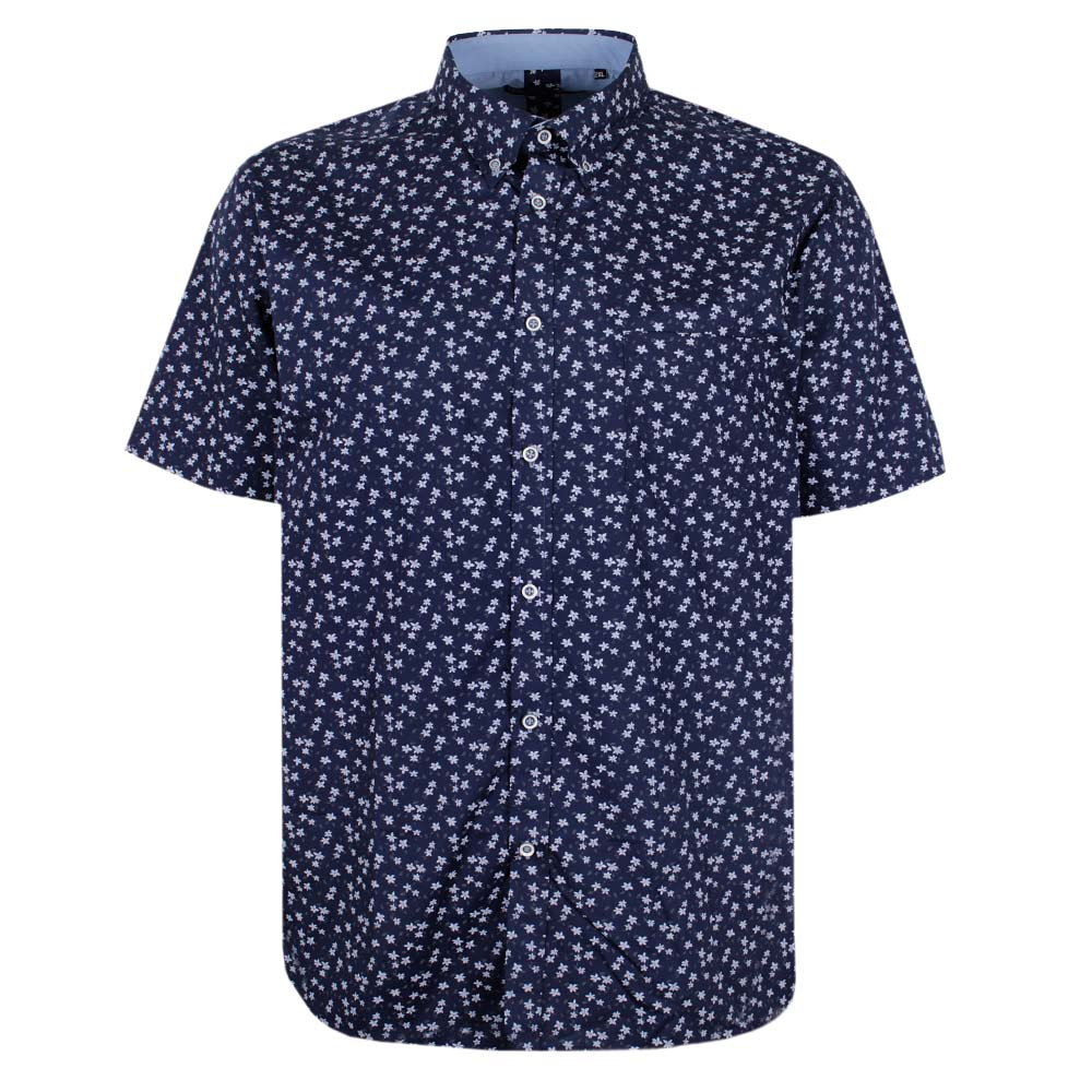KAM WHITE FLOWER S/S SHIRT