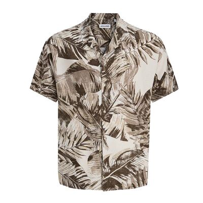 JACK AND JONES BROWN PALM S/S SHIRT -new arrivals-KINGSIZE BIG & TALL